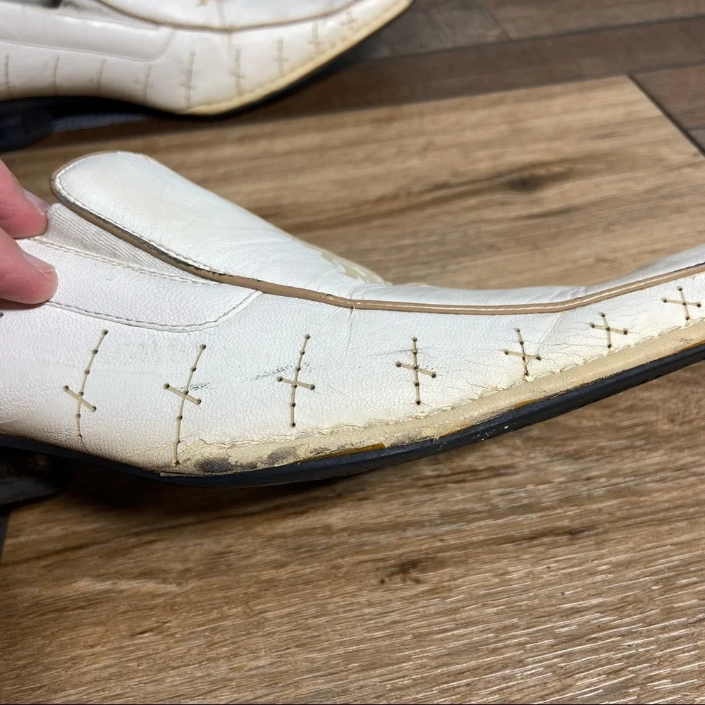 Vintage Delli Aldo White and Gold Loafers Size 7.5
